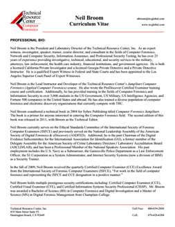 CV for Neil Broom Expert Witness in Computer Forensics Investigations in New Mexico